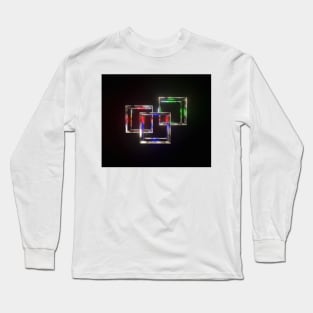 Three Floating Colorful Wireframe Cubes Design Long Sleeve T-Shirt